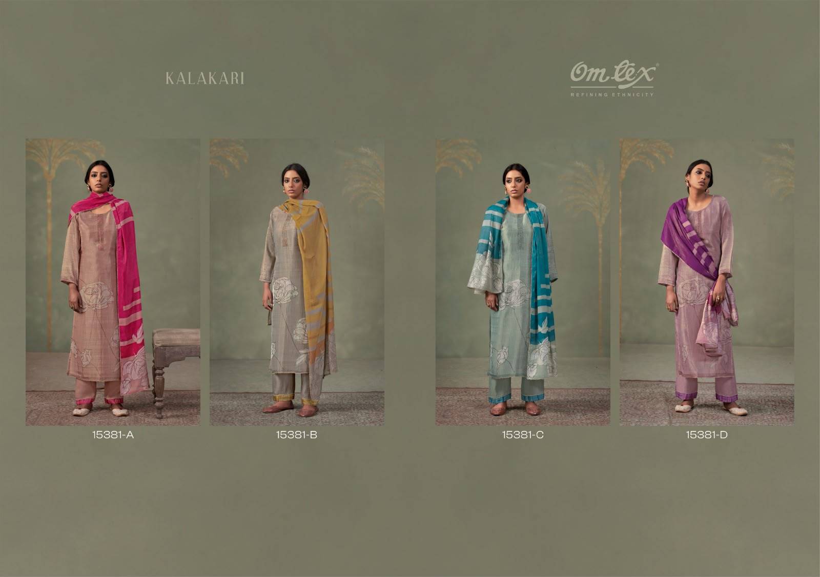 KALAKARI By OMTEX 15381A To 15381D Series Stylish Beautiful Colourful Silk Dresses At Wholesale Price